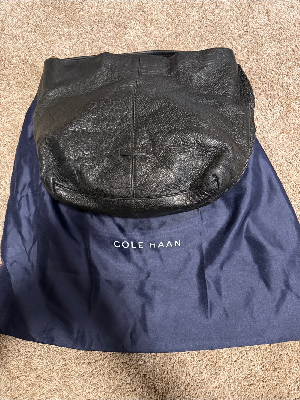 Cole Haan Black Pebbled Leather Hobo Shoulder Bag